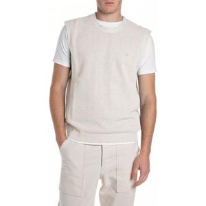 Replay Heren Regular Fit Pullunder met ronde hals van katoen, 865 Ivoor, M