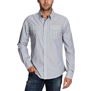 Cross Jeans heren shirt met lange mouwen 30105, blauw (dark navy), XL