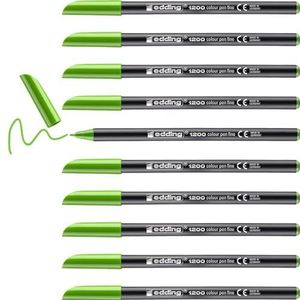 edding 1200 viltstift fijn - licht-groen - 10 stiften - ronde punt 1 mm - viltpunt voor tekenen en schrijven - voor school of mandala