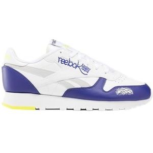 Reebok Klassiek leer dames Wandelschoen, Wit Boldpurple Zuurgeel, 35 EU