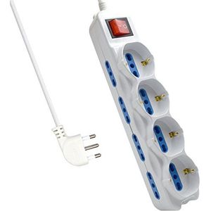 Meervoudige stekkerdoos met 12 stopcontacten, stekkerdoos met 12 stopcontacten (4 Schuko/Duits + 8 Italiaanse 10 A/16 A) - Italiaanse stekker 10 A - vermogen 250 V/2500 W - 5 meter kabel,