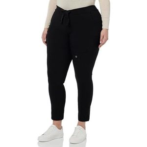 Cream Casual broek voor dames, met plooitjes, slim fit, elastische trekkoord, taillebroek, dames, Black Dye Wash, L