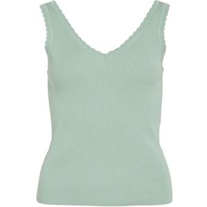 Viesra V-hals S/L Rib Knit Top, Silt Green., S