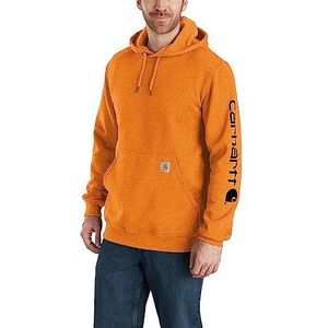 Carhartt Wijde, middelzware logo-afbeelding op de mouwen voor heren, Marmalade Heather, L