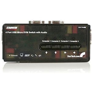 StarTech.com 4-poort USB KVM-switch Zwart met Audio en Bekabeling