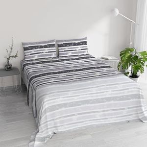 Beddengoedset voor tweepersoonsbedden, katoen, river, geproduceerd in Italië, compleet, hoeslaken, laken 240 x 300 cm en 2 kussenslopen met overslag (tweepersoonsbed, oka)