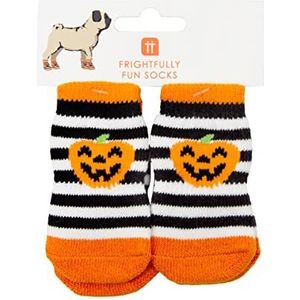 Talking Tables Halloween-kostuum voor honden, 4 antislip sokken in pompoenvorm met rubberen pads voor huisdierpoten, oranje