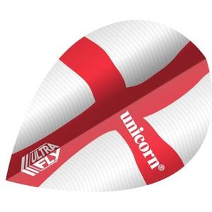 Unicorn UltraFly dartpijlen | Engeland St George Cross Flutter Design | Xtra-vorm | Ultra duurzaam 100 micron polyester PET