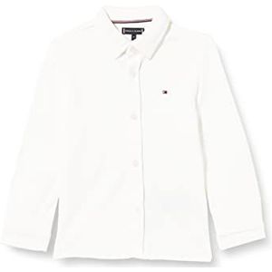 Tommy Hilfiger Jongens Stretch Pique Shirt L/S, Kleur: wit, 80 cm