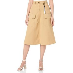 Love Moschino Canvas met patch zakken midirok met zakken voor dames, Lichtbruin, 36 NL