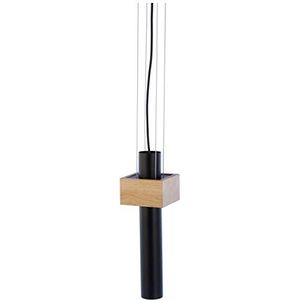 Homemania hanglamp, metaal, zwart, hout