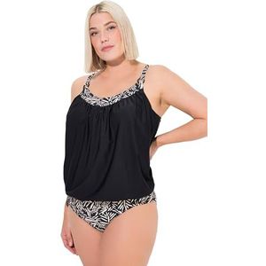 Ulla Popken Dames grote maten grote maten plus size tankini, Enya, DG, bladeren, zwart, 42-44