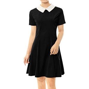 Allegra K vrouwen Peter Pan kraag korte mouw knie lengte Swing jurk