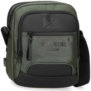 Pepe Jeans Bromley schoudertas groot, groen, 22 x 27 x 8 cm, polyester, Groen, Eén maat, Grote schoudertas