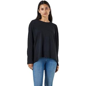 Noisy may NMMATHILDE L/S O-hals HIGH/Low TOP NOOS, zwart, S