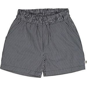 Müsli by Green Cotton Poplin Stripe Pocket Shorts voor jongens, Balsem Cream/Night Blue, 110 cm
