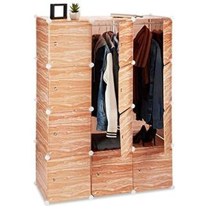 Relaxdays garderobekast steeksysteem - 8 vakken - met deuren - met kledingroedes - 145 cm hoog