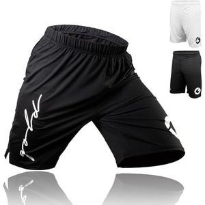 Gold BJJ Jiu Jitsu Shorts - IBJJF Goedgekeurde No Gi Fight Short - voor Grappling, MMA, Worstelen, Muay Thai & Boksen, Zwart, M