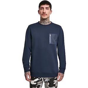 Urban Classics Heren pullover Military Crewneck sweatshirt met borstzak, blauw (Midnight 01641), S