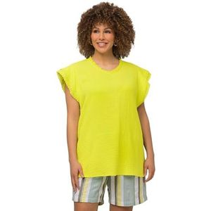 Ulla Popken - Blouseshirt - Geel - Effen - Kwartmouw