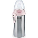 NUK 10255352 Active Cup drinkfles kinderen, lekvrij, hoogwaardig roestvrij staal, 215 ml, 12 maanden, BPA-vrij, roze (meisje)