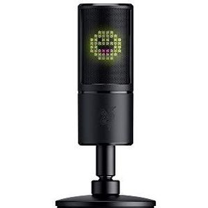 Razer Seiren Emote - USB-condensatormicrofoon voor streaming met emoticon-display (8-bit LED-display, Stream-Reactief, Hypercardioïde Microfoon, Schokdemper, Plug & Play) Zwart