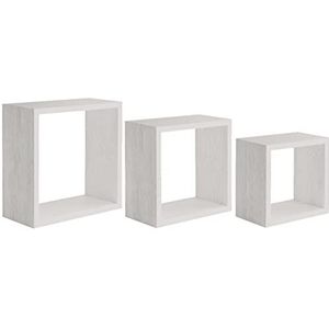 Homemania Incubo Wandrek voor wanddecoratie, woonkamer, slaapkamer, kantoor, MDF, eiken blanchi 35 x 35 x 15,5/30 x 30 x 15,5/25 x 25 x 15,5 cm