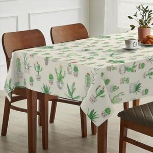ANRO Afwasbaar tafelzeil, onderhoudsvriendelijk, lotuseffect, vuil- en waterafstotend, voor binnen en buiten, met snijrand, 200 x 140 cm, snijrand, cactus