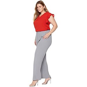 Trendyol Vrouwen Plus Size Hoge Taille Wijde Pijpen Wijde Pijpen Plus Size Broek, Grijze Melange, 40 NL/Plus