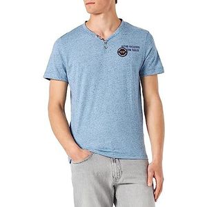 TOM TAILOR Uomini Serafino T-shirt 1031637, 29818 - Blue Beige Inject With Neps, S