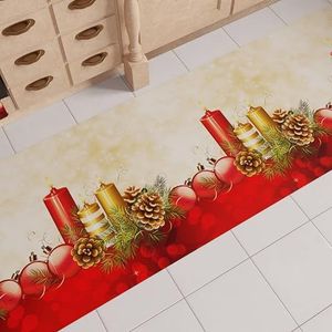 PETTI Artigiani Italiani - Tapijt voor keuken, Kerstmis, loper voor keuken, antislip en wasbaar, 52 x 340 cm, design kaarsen 100% Made in Italy