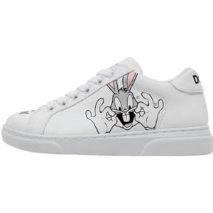 DOGO Unisex kinderen vegan wit sneakers – Warner Bros What's up Doc Bugs Bunny patroon, Meerkleurig, 32 EU