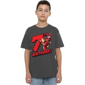 mandarin creative ltd Iron Man Birthday 7 Unisex Kids T-shirt, houtskool, 5-6 jaar, houtskool, 5-6 jaar