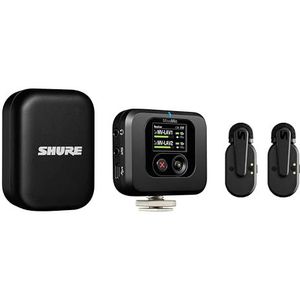 Shure MoveMic Two Kit - Pro Draadloze Lavalier Microfoons met camera receiver voor DSLR's, iPhone & Android, Bluetooth Mini Mic, 24 uur opladen, IPX4, Compact & draagbare clip Lavs (MV-TWO-Z6)