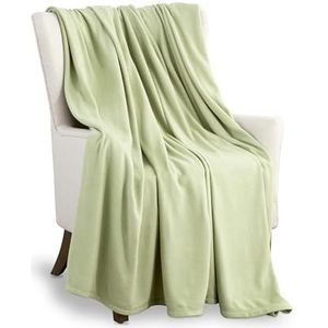 Martex Superzachte fleece deken King Size - fleece beddeken - warme lichtgewicht antistatische deken voor het hele seizoen - deken voor bank en bank (274 x 229 cm, saliegroen)