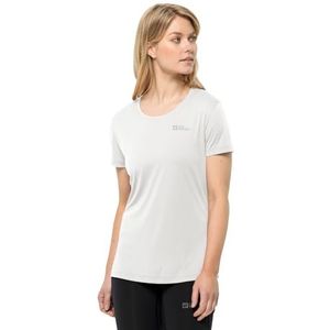 Jack Wolfskin Tech T W T-shirt, wit krachtig, L Dames, Krachtig wit, L