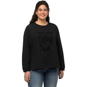 Ulla Popken - Sweatshirt - Zwart - Normale Pasvorm - Lange Mouw