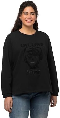 Ulla Popken - Sweatshirt - Zwart - Normale Pasvorm - Lange Mouw