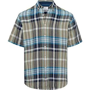 BRAX Heren Style Dan C Pure Linen Geruit hemd met korte mouwen van linnen, HAY, XXXL, Hay, 3XL