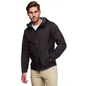 Tommy Hilfiger Lichtgewicht ademende waterdichte regenjas met capuchon voor heren, Zwart, M