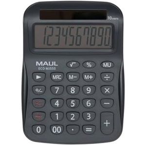 MAUL Eco MJ 555 Rekenmachine op zonne-energie, met 10 cijfers display, duurzame rekenmachine van gerecycled kunststof, standaardfuncties, blauwe engel, grijs