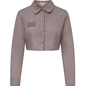 BALOU Dames Katoen Linnen Cropped Shirt Staal Grijs, Staal Grijs, 34