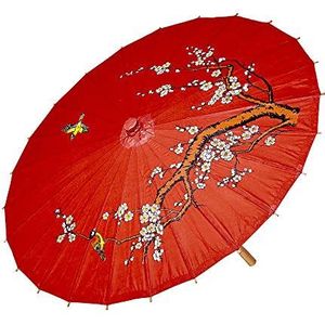 Widmann 66789 - Parasol van rood rijstpapier, Aziatische parasol, versierd, manga, anime, kostuum, carnaval, Halloween, themafeest