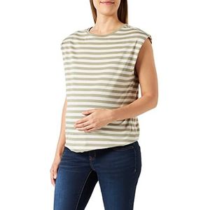 Supermom Dames Tee Mouwloos Stripe Shoulderpads T-Shirt, Vetiver - P951, 34