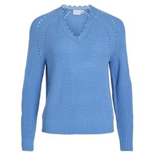 Vila Dames Vioa New L/S V-hals Lace Knit Top/Pb, Blissful Blue, M