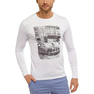 Schiesser Heren pyjama top shirt lange mouw, wit (wit 100), XL