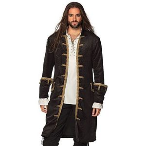 Boland - Piratenjas voor mannen, zwart-goud, jas voor mannen, boekanier, kostuum, carnaval, motto partij