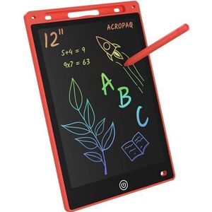 ACROPAQ LCD tekentablet - Wakker creativiteit aan onze 12-inch rood - Draagbaar elektronisch tekenbord met kleurenscherm, geheugensleuf en stylus - Het ultieme cadeau voor jonge kunstenaars