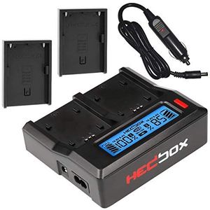HEDBOX RP-DC50/DBPU - Dual LCD Battery Charger for Sony BP- U30, U60, U90, and Hedbox HED-BP75D, HED-BP95D Battery