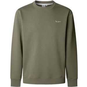 Pepe Jeans Heren MACBETH SMALL LOGO PLAIN CREW Sweatshirt, Groen (MILITAIR GREEN), XS, Groen (Militair Groen), XS